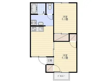 ハイツメロン(2DK/2階)の間取り写真