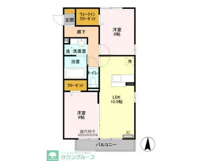 グランシーバ1(2LDK/1階)の間取り写真