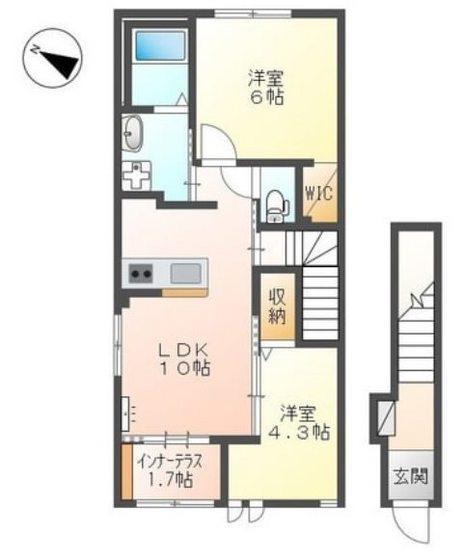 SOLEIL.KAY(2LDK/2階)の間取り写真