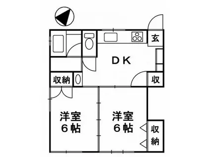 サクラハイツ(2DK/2階)の間取り写真