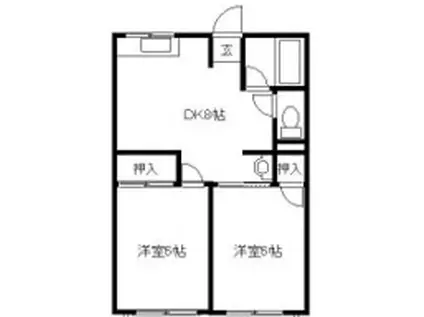 シティハイムベルビル(2DK/1階)の間取り写真