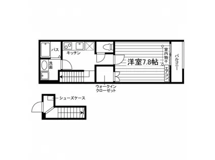 ウニール上田(1K/2階)の間取り写真