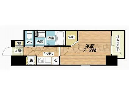 エスリード九条スタシオン(1K/13階)の間取り写真