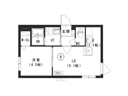 STELLA(1LDK/2階)の間取り写真