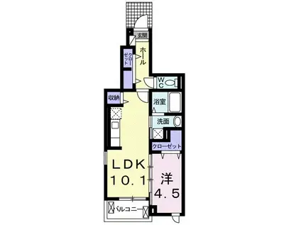 パークサイド・竹浜(1LDK/1階)の間取り写真