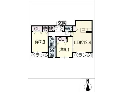 グラン・シャリオ(2LDK/2階)の間取り写真