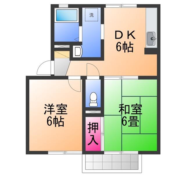 紙屋ハウス5番館E棟(2DK/2階)の間取り写真
