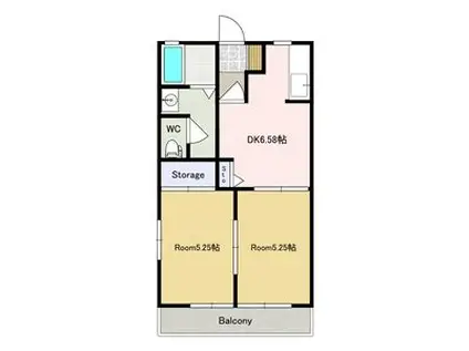 ハウスハシモトC(2DK/2階)の間取り写真