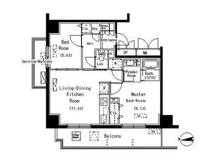 パークアクシス元浅草ステージ(2LDK/13階)の間取り写真