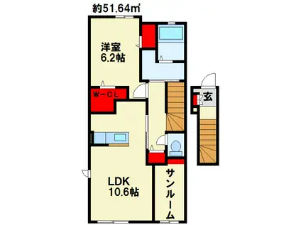 レディ・バグII(1LDK/2階)の間取り写真