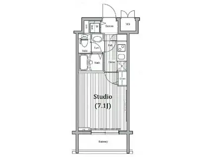 ガラステーション岩本町ノース(1K/2階)の間取り写真