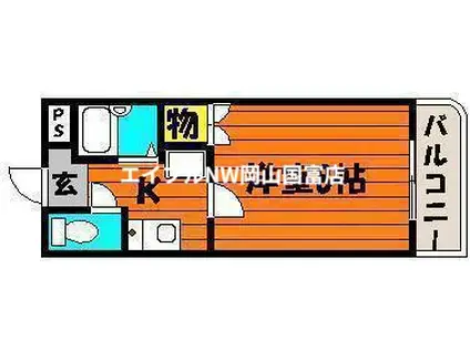 パルミラ津高(1K/1階)の間取り写真