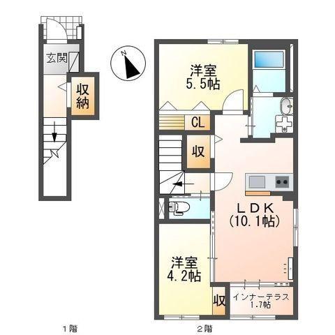 SPAZIO FUKUOKA スパッツィオ フクオカ(2LDK/2階)の間取り写真