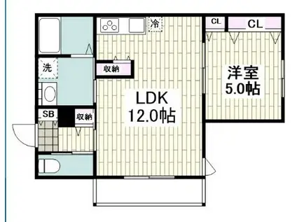 メゾン アムール(1LDK/1階)の間取り写真