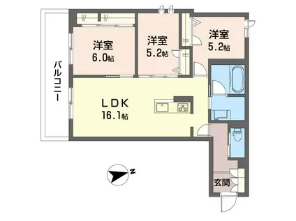 グリナージュ リリア(3LDK/2階)の間取り写真