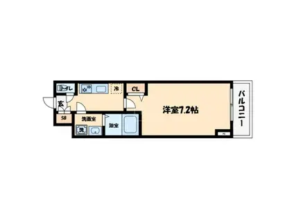 レジュールアッシュ心斎橋LUXE(1K/2階)の間取り写真