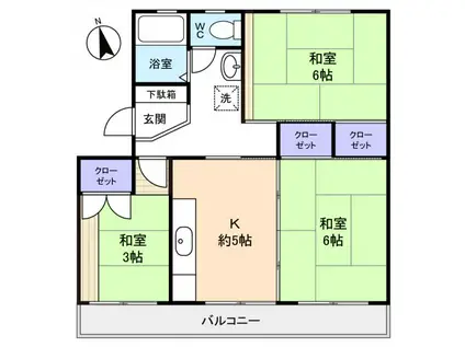 村上団地3街区25号棟(3K/4階)の間取り写真
