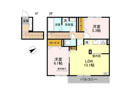 ソリッソ大久保町西嶋(2LDK/2階)の間取り写真