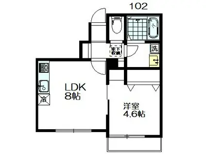 COLORARE(1LDK/1階)の間取り写真