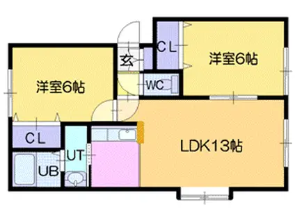 ビュー平岡(2LDK/1階)の間取り写真