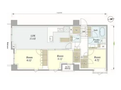 ブリリア目黒青葉台(3LDK/5階)の間取り写真