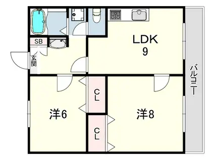 ヴィ フォレスト2(2LDK/1階)の間取り写真