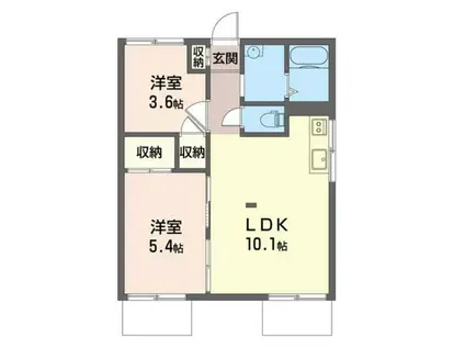 コスモハイツI(2LDK/1階)の間取り写真