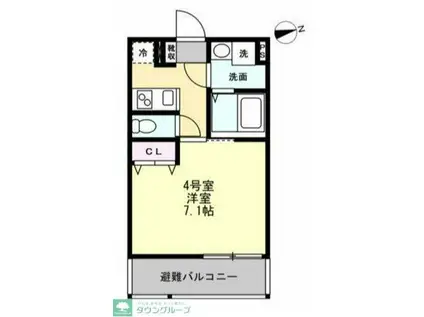 ベイルームヒルズ三ツ境(1K/1階)の間取り写真