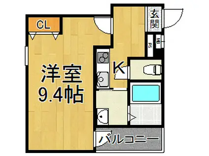 フジパレス塚口東6番館(1K/2階)の間取り写真