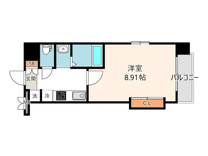 LUXE難波西II(1K/13階)の間取り写真