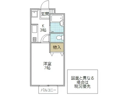 シャトー・ラパン(1K/2階)の間取り写真