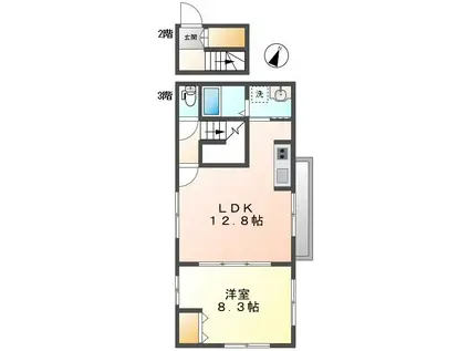 ハイバリー 境(1LDK/3階)の間取り写真