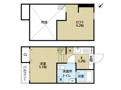 CASA VIVACE町田(1K/1階)の間取り写真