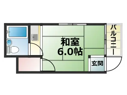 第2奥野マンション(ワンルーム/3階)の間取り写真