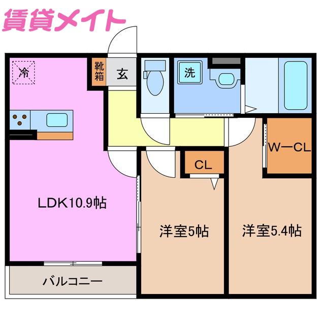 SUN LIFE IN 桑名(2LDK/1階)の間取り写真