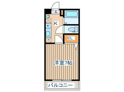白萩ハイツ(1K/2階)の間取り写真