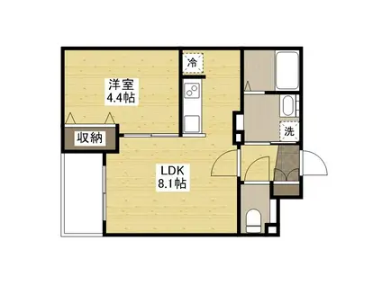 月光福山駅西(1LDK/3階)の間取り写真