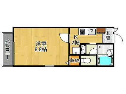 リタフラッツA棟(1K/1階)の間取り写真