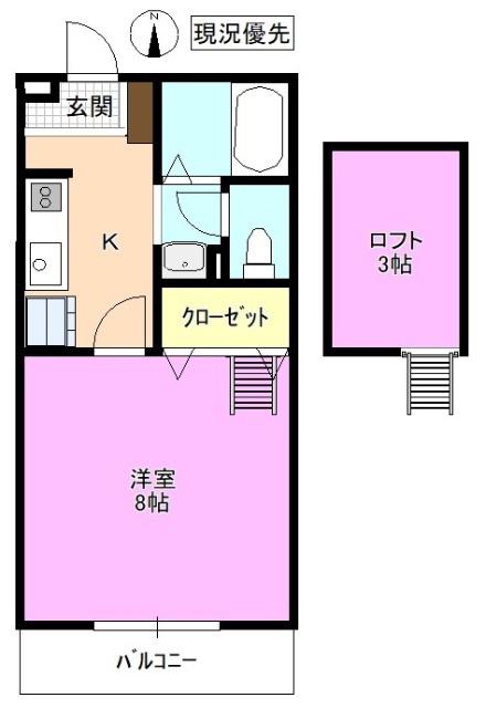 スクエアガーデンKAMAKURA A棟(1K/2階)の間取り写真