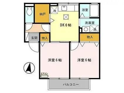 セジュールSKYA・B・C(2DK/1階)の間取り写真