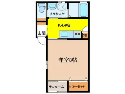 サンライズII(1K/2階)の間取り写真