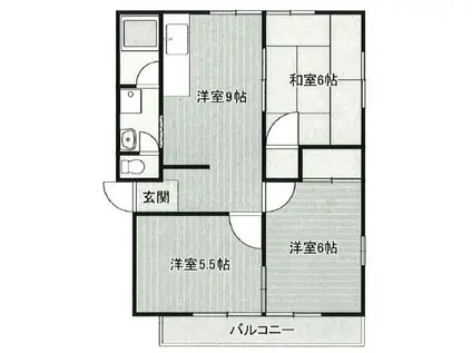 コーポホンゴー(3DK/2階)の間取り写真