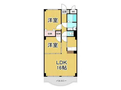 グランドゥール宝塚(2LDK/2階)の間取り写真