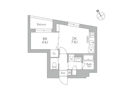 J.リヴェール武蔵小山ウエスト(1DK/4階)の間取り写真