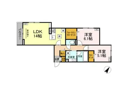 BELLE・GRACE(2LDK/1階)の間取り写真