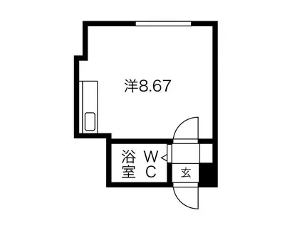 ベルビューブラン(ワンルーム/1階)の間取り写真