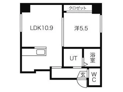 ドーリス 北7条館(1LDK/9階)の間取り写真
