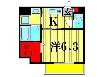 グランブルー海神(1K/2階)の間取り写真