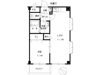 マーシュミズエ(1LDK/4階)の間取り写真