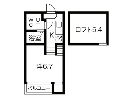 LINO HOLOMUA壱番館(1SK/2階)の間取り写真